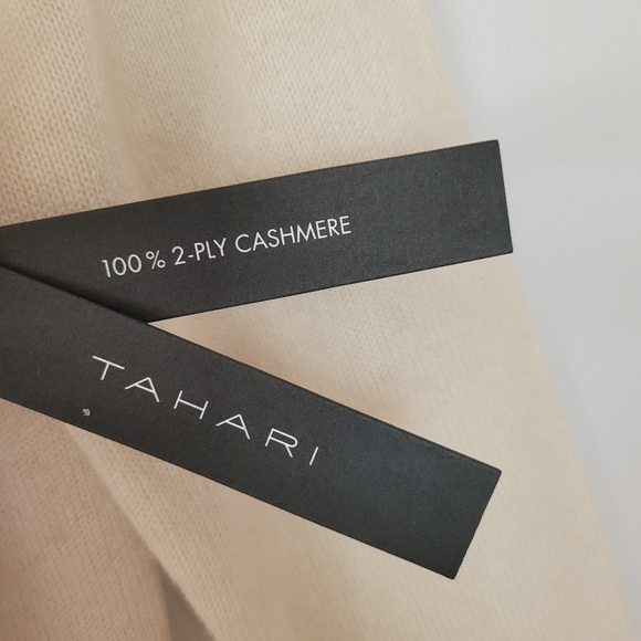 TAHARI 100% CASHMERE 2 ply Pure Luxe Color Block Long Sleeve Mock Neck Sweater - Picture 8 of 9